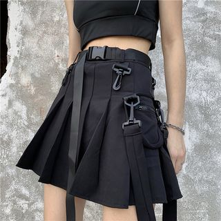 Bronze mini skirts size 31 Guajillo Cargo High Waist Pleated Mini Skirt Yesstyle