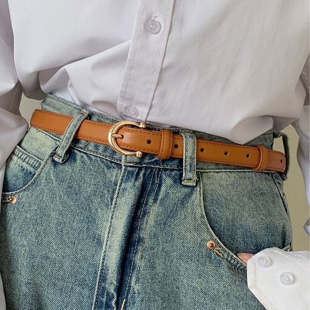 Rofuka-Faux Leather Thin Belt