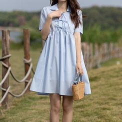 Xavia - Short-Sleeve Mini A-Line Dress