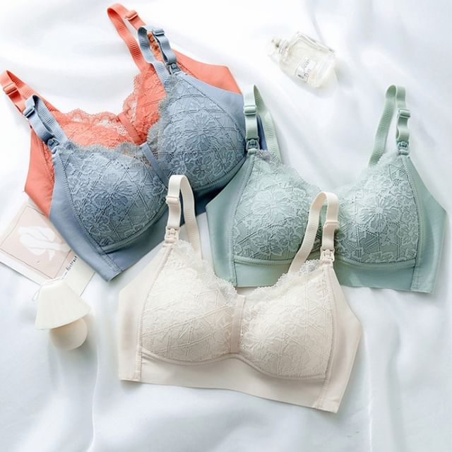 Melon Juice-Wireless Lace Nursing Bra