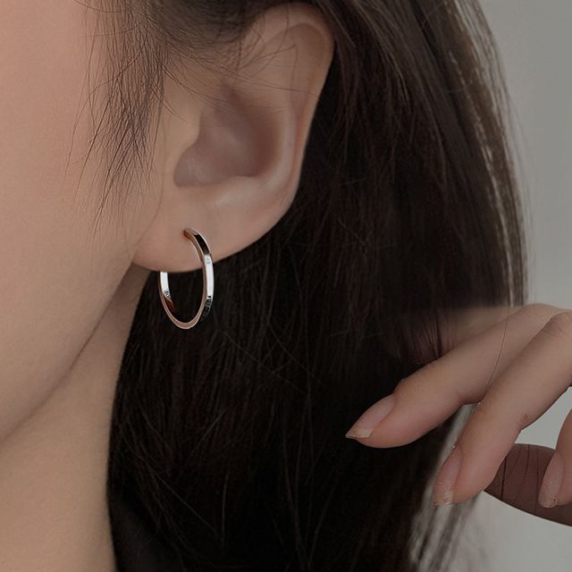 Kamuel-Polished Sterling Silver Hoop Earring