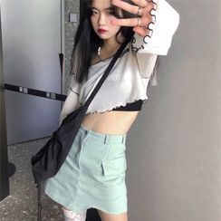 Baage - Long-Sleeve T-Shirt / Spaghetti Strap Top / Mini A-Line Skirt / Socks Baage - Long-Sleeve T-Shirt / Spaghetti Strap Top / Mini A-Line Skirt / Socks