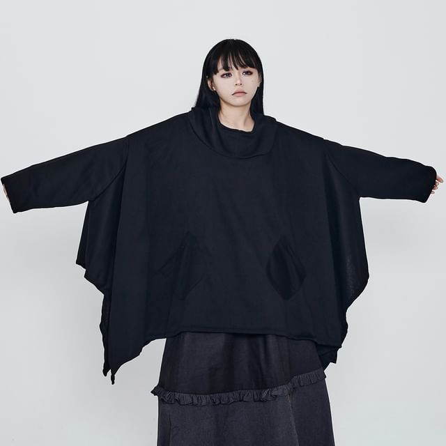 Ravenstem-Plain Oversized Slit Hoodie