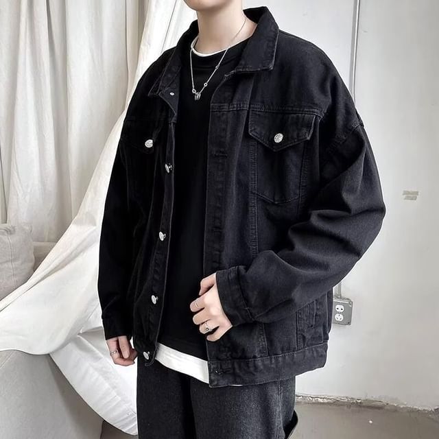 Lingaris-Pocket Detail Denim Single-Breasted Jacket