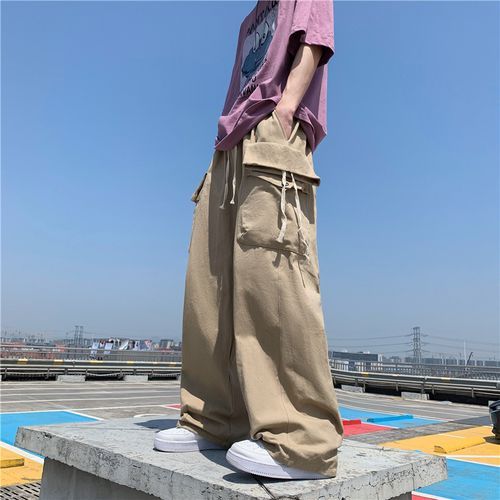 High Waist Plain Wide Leg Cargo Pants