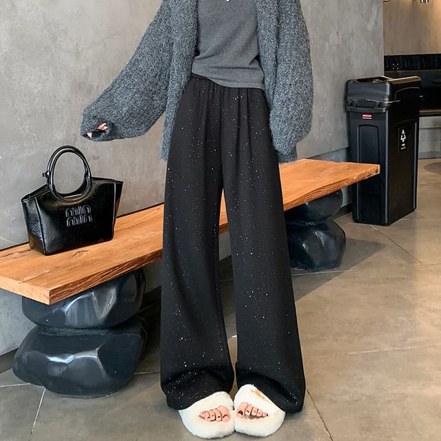 Dragan Pulse-High Waist Glitter Wide Leg Pants