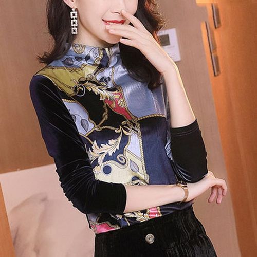 patterned mock turtleneck