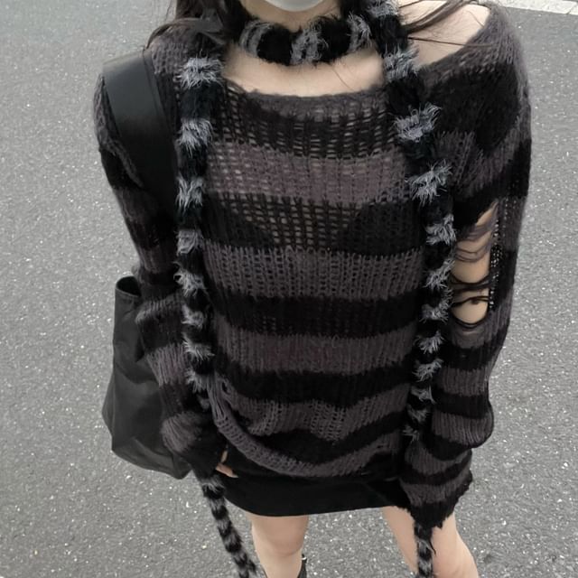 4-4 STUDIO-Striped Scarf