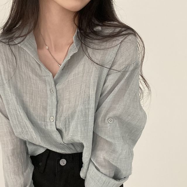 Happo-Long-Sleeve Plain Shirt