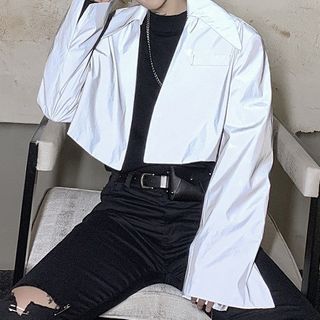 cropped holographic jacket