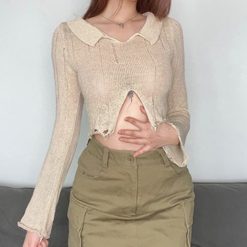 Tie Front Ribbed Crop Cardigan