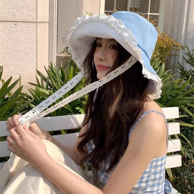 Combon-Lace Trim Sun Hat