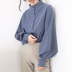 Fabrica - Mock-Neck Bishop-Sleeve Shirt Fabrica - Mock-Neck Bishop-Sleeve Shirt