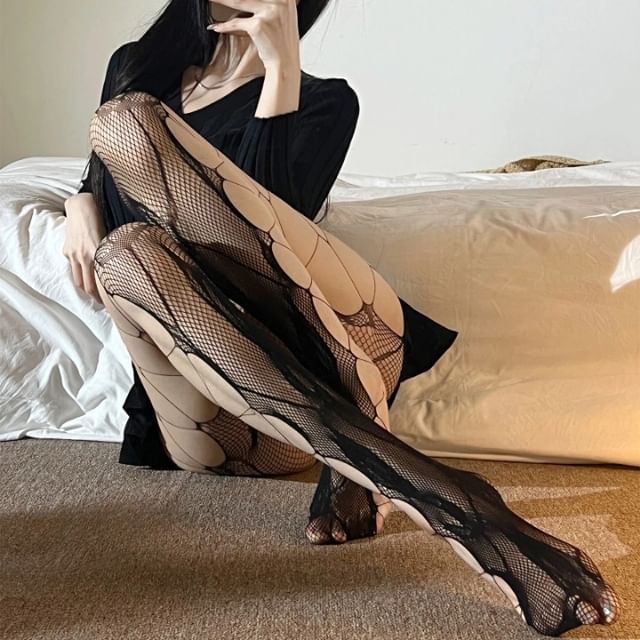 Maisee-Cutout Fishnet Stockings