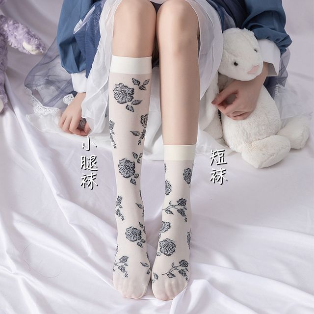 Geisha-Floral Socks Knee-High Socks