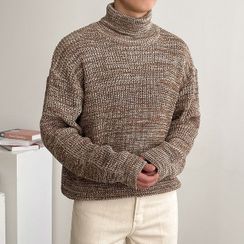 Seoul Homme - Turtle-Neck Boxy Mélange Sweater Seoul Homme - Turtle-Neck Boxy Mélange Sweater