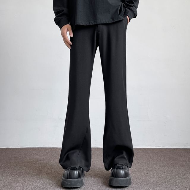 Mimiyox-Mid Rise Plain Flared Pants