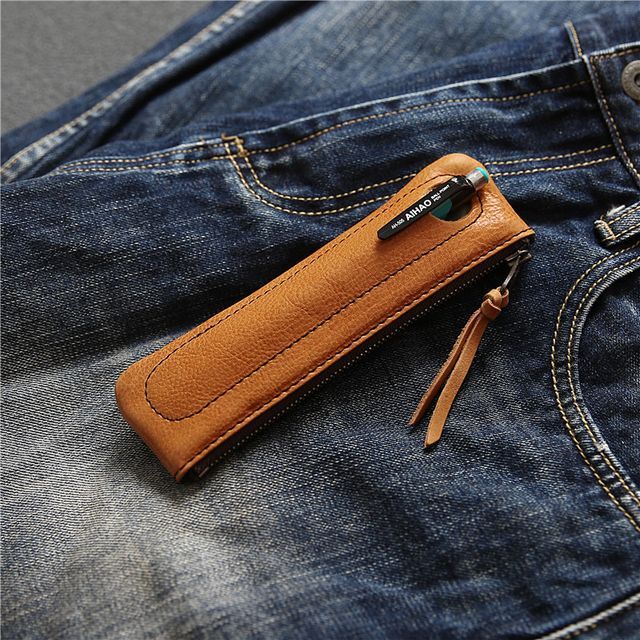 Wavecho-Genuine Leather Pen Case Holder