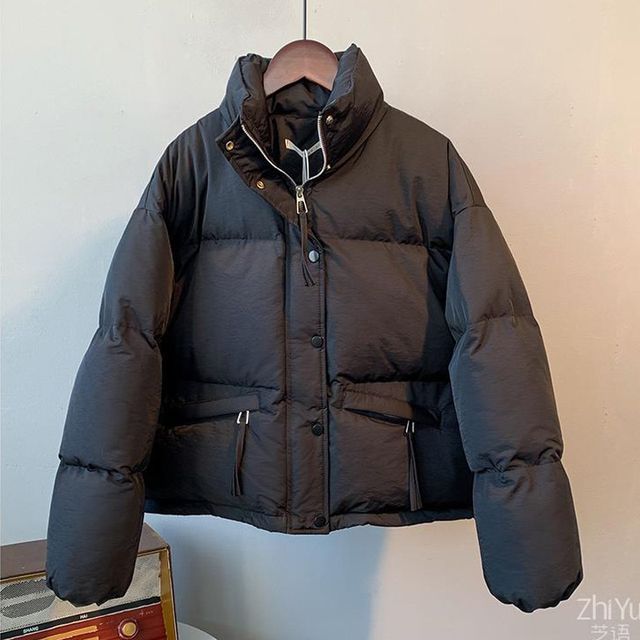 Sienne-Stand Collar Plain Zip Jacket