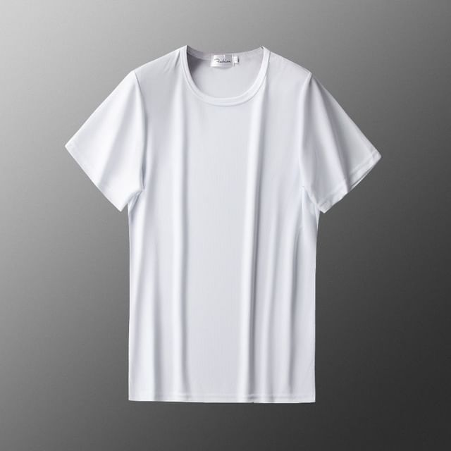 Acrius-Short Sleeve Crew Neck Plain T-Shirt