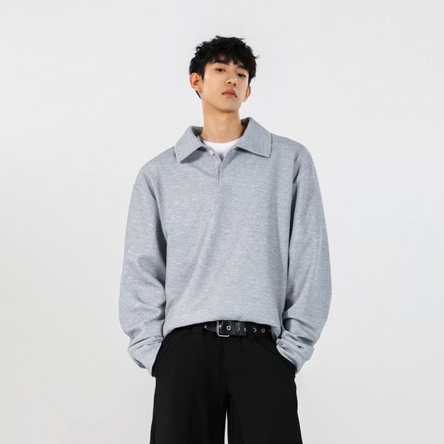Koiyua-Plain Polo Sweatshirt