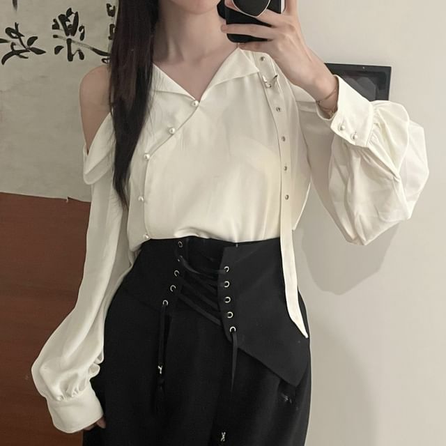 Florimi-Cold-Shoulder Plain Shirt