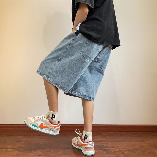 emeisa-Washed Denim Shorts
