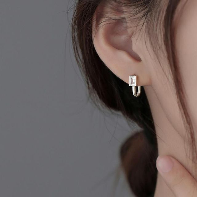 Toinianimos-925 Sterling Silver Gemstone Hoop Earring