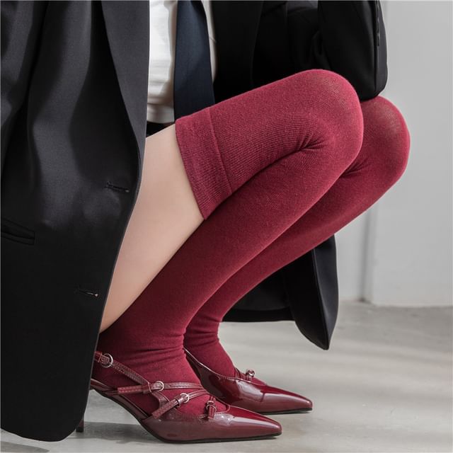 Gentiana-Plain Over-The-Knee Socks Knee High Socks