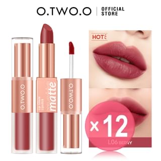 O.TWO.O - New 2 in 1 Lipstick and Lip Mud - 4 COLORS (x12) (Bulk Box)