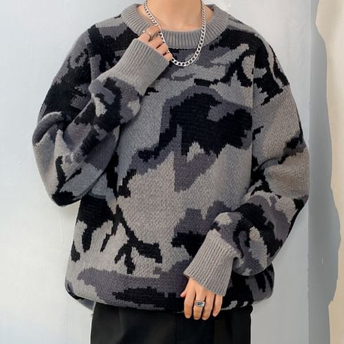 Camo discount print sweater