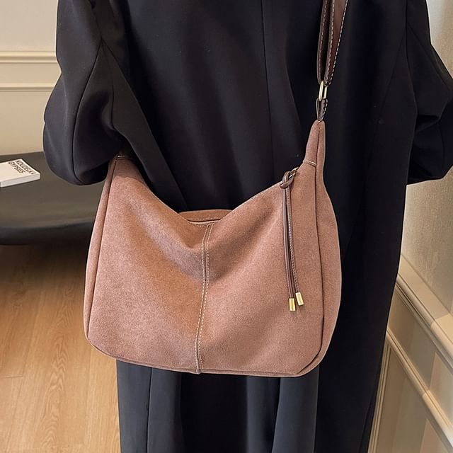 KOCORE-Faux Suede Plain Crossbody Bag