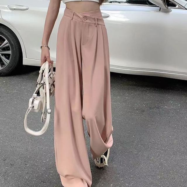 Everose-High Rise Plain Wide Leg Suit Pants