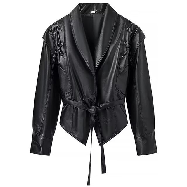 leather tie up jacket