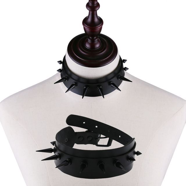 SURELIN-Studded Faux Leather Choker