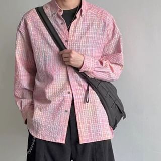 Urtishia-Long-Sleeve Plaid Button-Up Shirt