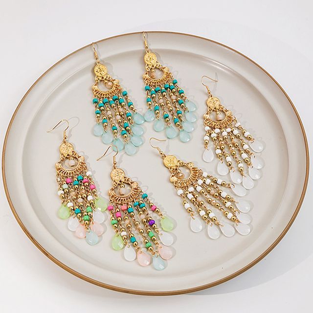 Drexxiax-Beaded Chandelier Earring