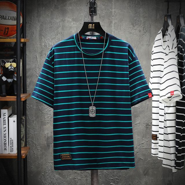 Lefitt-Short-Sleeve Crew Neck Striped T-Shirt