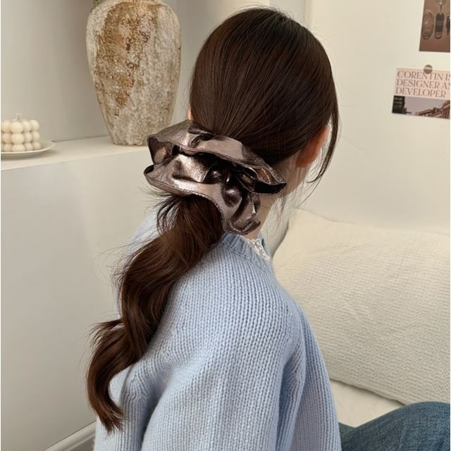 Allyrinta-Plain Faux Leather Scrunchie