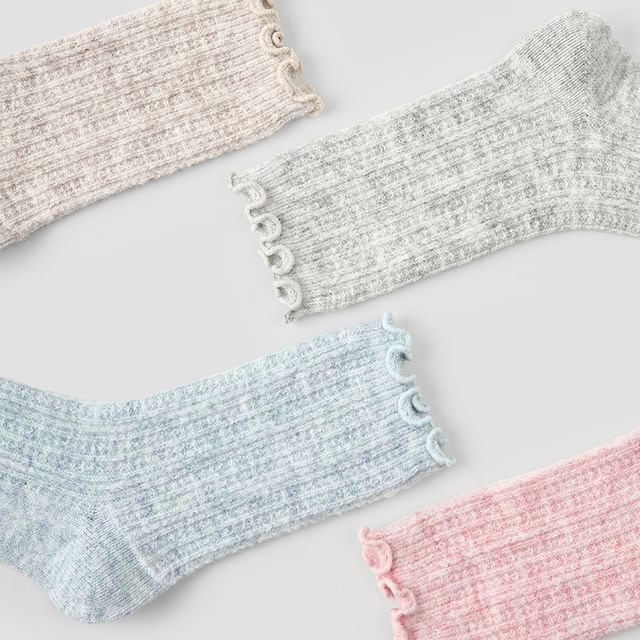 Gentiana-Frilled Melange Crew Socks