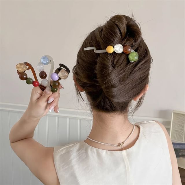 Kayochs-Bead Acrylic Hair Clip