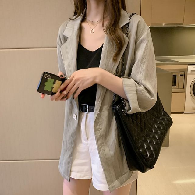 Shinsei-34-Sleeve Lapel Collar Button Blazer