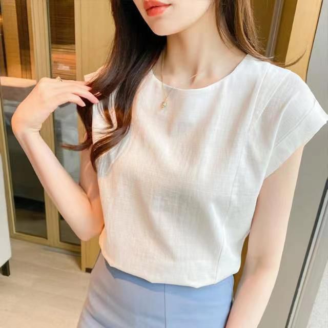 Everose-Short-Sleeve Crew Neck Plain T-Shirt