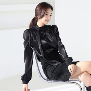 tie neck satin blouse