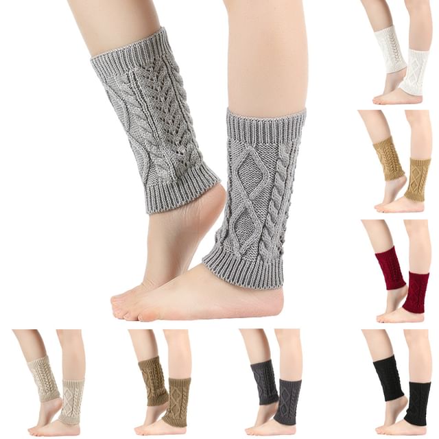 Kinoxslone-Plain Cable Knit Leg Warmers