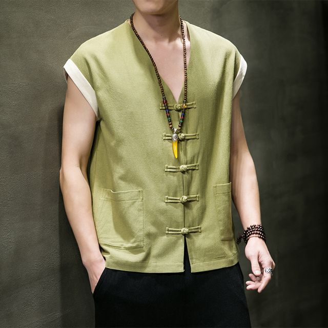 Sparrow Farm-V-Neck Frog Buttoned Vest