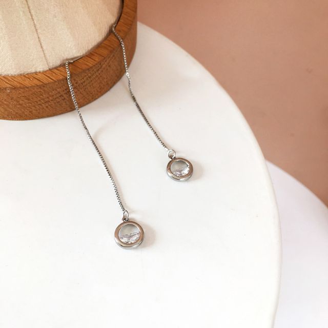 Chimerro-Rhinestone Circle Threader Earring