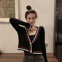 IKIO - Contrast Lining Cardigan IKIO - Contrast Lining Cardigan