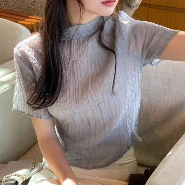 Rosesand-Short-Sleeve Crewneck Plain Top