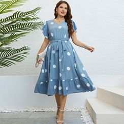 white floral a line dress Wide Tie Sweetheart-Neck Floral High Waist Patchwork A-Line Maxi Dress –  Alizeal main image 1